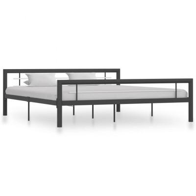 Bedframe metaal grijs en wit 180x200 cm Bedframe metaal grijs en wit 180x200 cm
