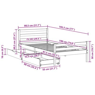 Bedframe zonder matras massief grenenhout 100x200 cm