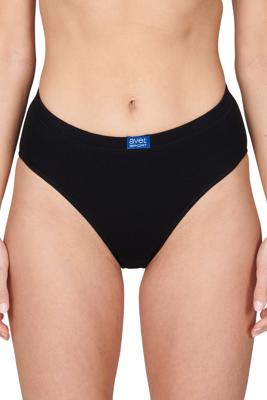 Dames High leg slip 3270 sport - Dames onderbroek - kanten ondergoed -badstof kruisje - wit en zwart