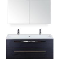 Seville Badmeubelset 120 cm - 2 Laden Black Oak - Wastafel Djazz Enkel 2 Kraangaten met Spiegelkast - thumbnail