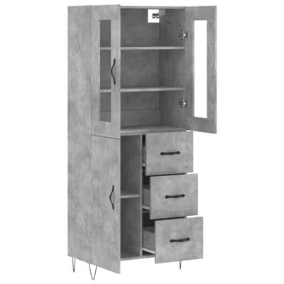 Hoge kast 69,5x34x180 cm bewerkt hout betongrijs
