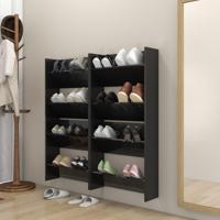 VidaXL Wandschoenenkasten 4 st 60x18x60 cm hout hoogglans zwart - thumbnail