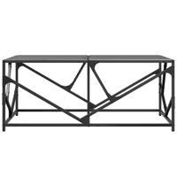 Salontafel met zwart glazen blad 98,5x50x41 cm staal - thumbnail