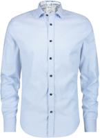 A Fish Named Fred Overhemd Blauw Oxford Print Contrast Kent Slim Fit - thumbnail