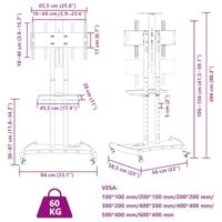 TV-standaard wielen 32-70 inch scherm 60 kg Max VESA 600x400 mm - thumbnail