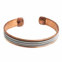 Koperen Magneet Armband "Silver Grid" - thumbnail