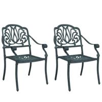 Tuinstoelen 2 st gietaluminium groen - thumbnail