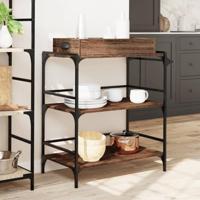 Keukentrolley 81,5x41x92,5 cm bewerkt hout bruin eikenkleurig - thumbnail