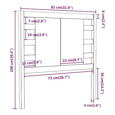 Hoofdbord 81x4x100 cm massief grenenhout grijs