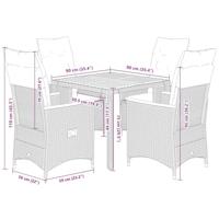 5-delige Tuinset met kussens poly rattan grijs - thumbnail