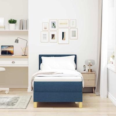 Boxspringbed met Matras & LED Blauw 80x200 cm Stof