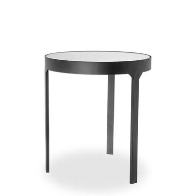 Ronde Bijzettafel Amaro (44cm)  | Glas Metaal  | Donkergrijs  Zwart