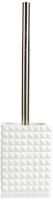 MSV Toiletborstel houder Kubik - kunststeen - wit|zilver - 37 cm - thumbnail