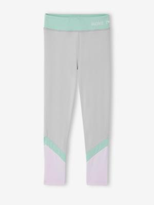 Sportlegging met strokken van technisch material meisjes gemêleerd grijs