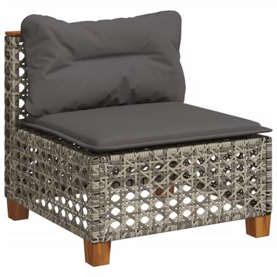 4-delige Loungeset met kussens poly rattan grijs