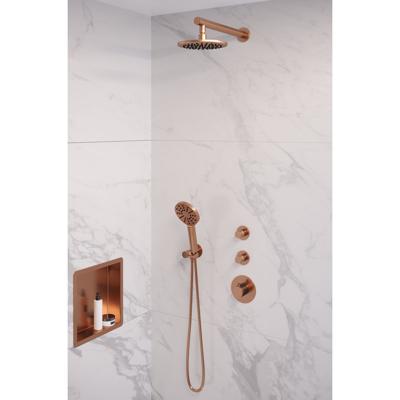 Brauer Copper Edition Thermostatische Regendoucheset Inbouw - Hoofddouche 20 cm - Rechte Wandarm - Handdouche 3 Standen - Doucheslang - Wandaansluitbocht
