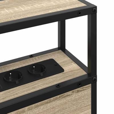 Opberghoofdbord met plank Sonoma eiken 120 cm Bewerkt hout