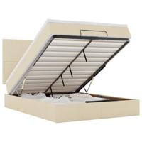 Ottoman bed met matras 140x200cm stof crèmekleurig - thumbnail