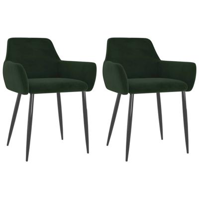 vidaXL Eetkamerstoelen 2 st fluweel donkergroen vidaXL Eetkamerstoelen 2 st fluweel donkergroen