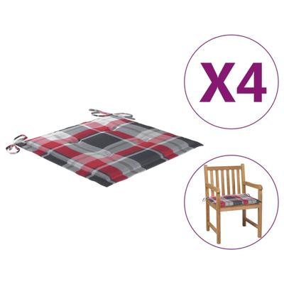 VidaXL Tuinstoelkussens 4 st 50x50x4 cm oxford stof ruitpatroon rood VidaXL Tuinstoelkussens 4 st 50x50x4 cm oxford stof ruitpatroon rood