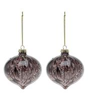 Kerstballen (2 pcs) 112490 Bruin Rood 8 cm (2 Stuks) Kleur Bruin - thumbnail