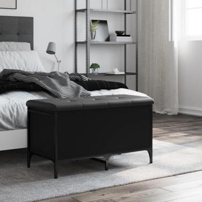 Opbergbankje 82x42x45 cm bewerkt hout zwart