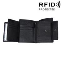 Genuine Cowhide Leather 3-folding Card Holder Wallet RFID Blocking Card Bag Protect Case for Men Size: 13*10.2*2.5cm(Black) - thumbnail