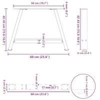 Salontafelpoten 2 st A-vormig 60x(42-43) cm staal wit - thumbnail