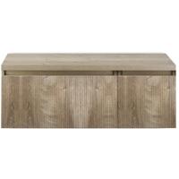 Frozen 3D Badmeubelset 120 cm - Greeplijst in Kleur - Wastafel Onderkast met Bovenblad Grain Oak - thumbnail