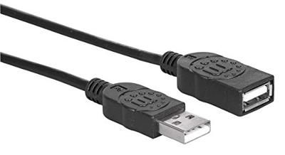 Manhattan USB-kabel USB 2.0 USB-A stekker, USB-A bus 1.80 m Zwart Vergulde steekcontacten, UL gecertificeerd 338653-CG