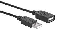 Manhattan USB-kabel USB 2.0 USB-A stekker, USB-A bus 1.80 m Zwart Vergulde steekcontacten, UL gecertificeerd 338653-CG - thumbnail