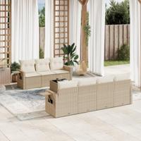 8-delige Loungeset met kussens poly rattan beige - thumbnail