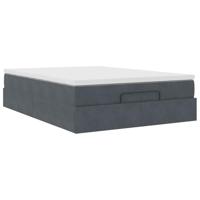 Ottoman bed met matras 140x190cm fluweel donkergrijs - thumbnail
