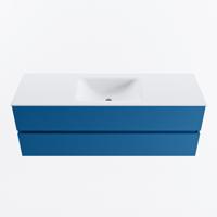 MONDIAZ VICA 140cm badmeubel onderkast Jeans 2 lades. Wastafel CLOUD midden zonder kraangat, kleur Talc. - thumbnail