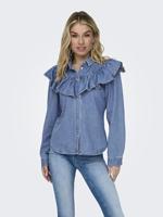 Only Onlindigo Ls Frill Dnm Shirt Qyt Noos Blouse Medium Blue Denim - thumbnail