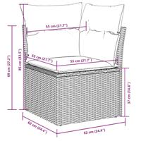11-delige Loungeset met kussens poly rattan lichtgrijs - thumbnail