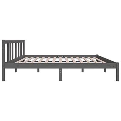 Bedframe massief hout grijs 135x190 cm - thumbnail