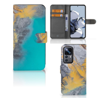 Xiaomi 12T | 12T Pro | Bookcase | Marble Blue Gold - thumbnail