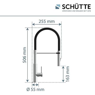 STILO ééngreepsmengkraan keuken met soft-touch slang, chroom-zwart elegante kraan met wisselbaar vaatdouche met 2 straalpatronen hoge ronde uitloop en draaibereik 360° cold-start functie - koud STILO ééngreepsmengkraan keuken met soft-touch slang, chroom-zwart elegante kraan met wisselbaar vaatdouche met 2 straalpatronen hoge ronde uitloop en draaibereik 360° cold-start functie - koud