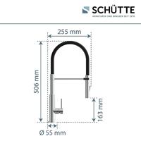 Keukenmengkraan Schutte Stilo Hoge Uitloop Uittrekbare Mousseur Soft Touch Slang Chroom Zwart Schütte - thumbnail