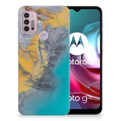 Motorola Moto G30 | G10 | TPU | Siliconen hoesje | Marble Blue Gold