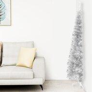 VidaXL Kunstkerstboom half met standaard smal 150 cm zilverkleurig - thumbnail