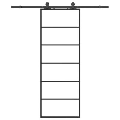 Schuifdeur met beslagset 76x205 cm ESG glas zwart