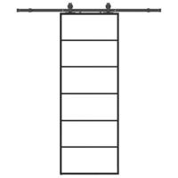 Schuifdeur met beslagset 76x205 cm ESG glas zwart - thumbnail