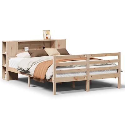 Bed met boekenkast zonder matras massief grenenhout 135x190 cm - thumbnail
