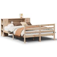 Bed met boekenkast zonder matras massief grenenhout 135x190 cm - thumbnail