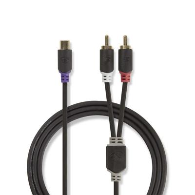 Subwooferkabel | 2x RCA male - RCA female | 0,2 m | Antraciet