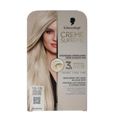 Schwarzkopf Creme Supreme Crèmekleuring 10-19 Ultralicht Parelblond Schwarzkopf Creme Supreme Crèmekleuring 10-19 Ultralicht Parelblond