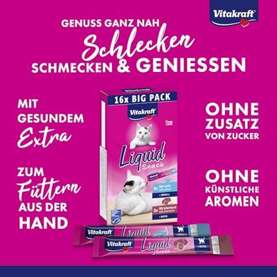 VITAKRAFT Vloeibare Snack Lever met Zalm - kattendelicatesse - 16x15g