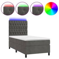 Boxspring met matras en LED fluweel donkergrijs 80x200 cm - thumbnail